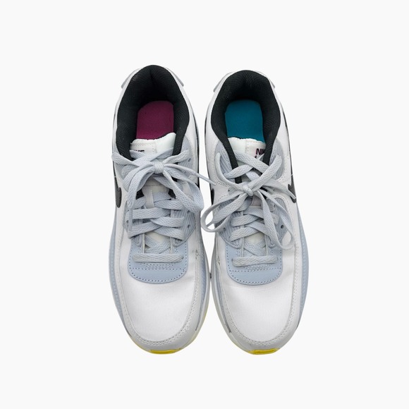 Nike Air Max 90 Kids Sneakers White Gray Blue Athletic Shoes‎ - Picture 4 of 10